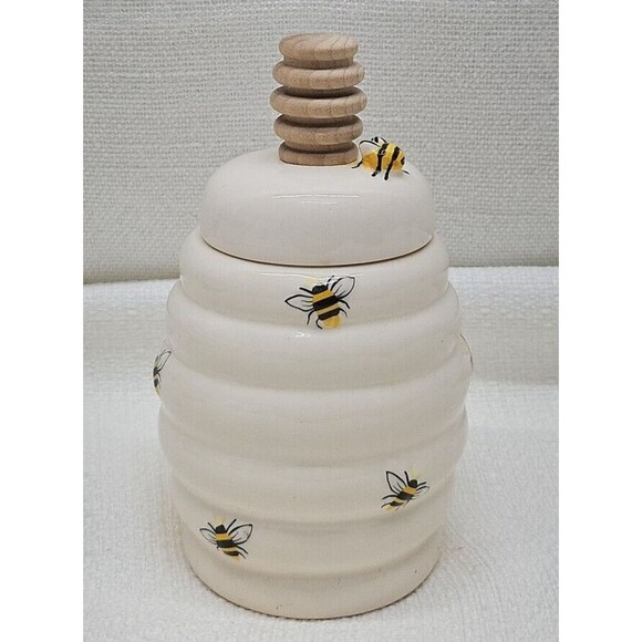 Marketplace Brands Beehive Bumble Bee Honey pot cover with Stir Stick - Picture 1 of 15